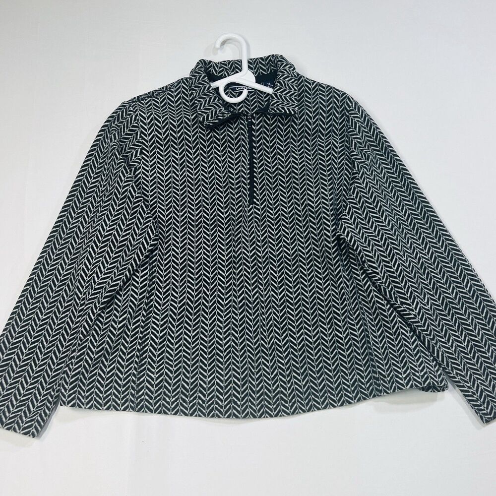Lands' End Women’s Plus 1X 16W-18W Fleece 1/4 Zip Pullover Herringbone Jacket